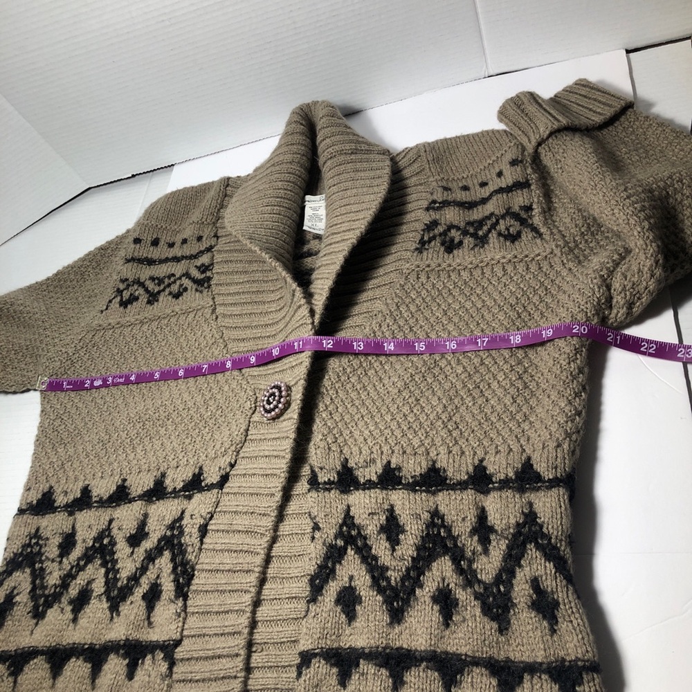 American Rag Women Cardigan One button Oatmeal 3/4 Sleeves Sweater Size XL - Picture 6 of 7